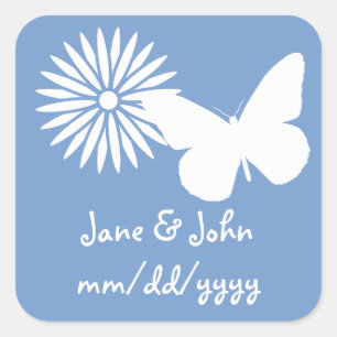Sticker Carré Marguerites et papillons dans l'autocollant Periwi