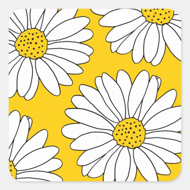 Sticker Carré Marguerites jaunes et blanches 2 (Devant)