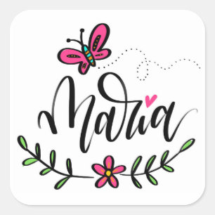 Sticker Carré Maria, à la main