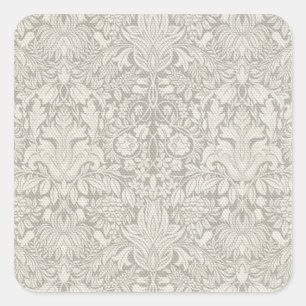 Sticker Carré Mariage Antique Dentelle Lin Blanc Classique Joli