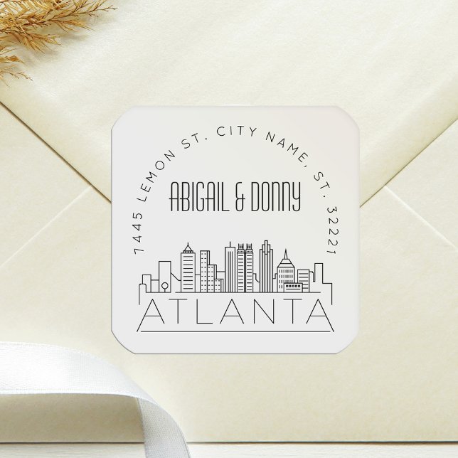 Sticker Carré Mariage Atlanta | Sceau d'enveloppe préadressé (Créateur téléchargé)