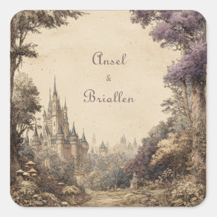 Sticker Carré Mariage au Village du Château de l'Arbre Violet de