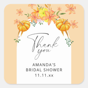 Sticker Carré Mariage automnal avec citrouille florale