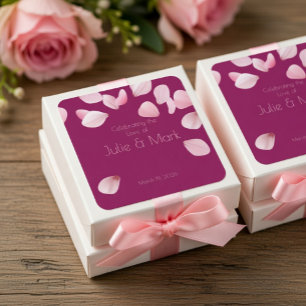 Sticker Carré Mariage aux Pétales Roses Romantiques