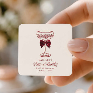 Sticker Carré Mariage avec des Nœuds et des Bulles