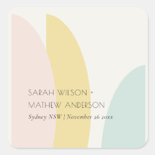 Sticker Carré Mariage bleu Aqua Abstrait moderne