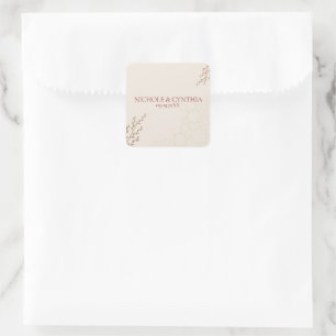 Sticker Carré Mariage Bohème Moderne Terracotta Orange Brûlé