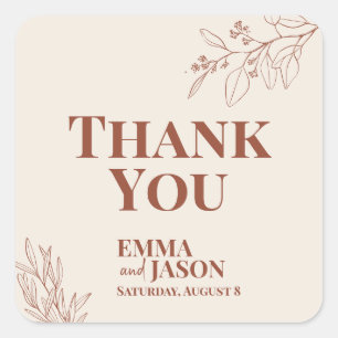 Sticker Carré Mariage Boho Floral