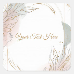 Sticker Carré Mariage botanique Gilded Gold Sage & Blush 
