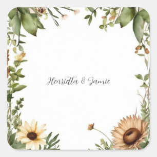Sticker Carré Mariage campagnard rustique