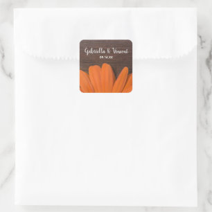Sticker Carré Mariage campagnard rustique en bois d'orange