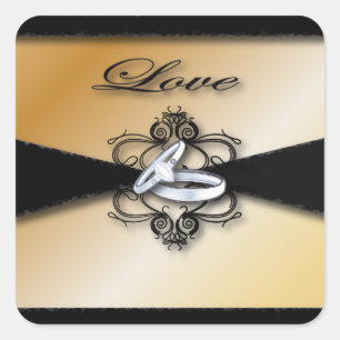 Sticker Carré Mariage Champagne Sauvez la date et Favoriser