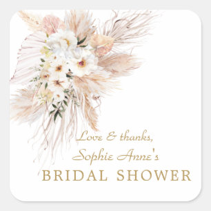 Sticker Carré Mariage Champêtre Fleurs de Désert Roses Blanches 