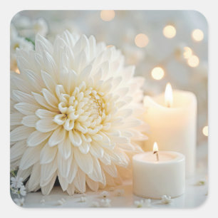 Sticker Carré Mariage Chrysanthemum Fleur et bougies
