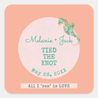 Sticker Carré Mariage Côte Hippocampe Rayure