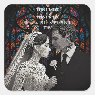 Sticker Carré Mariage couple idées cadeaux personnalisées