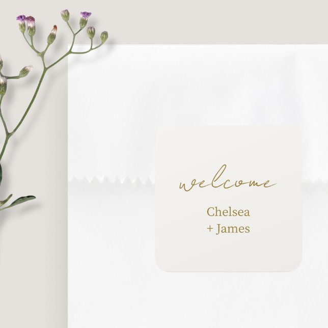 Sticker Carré Mariage d'accueil de script simple et chic (Créateur téléchargé)