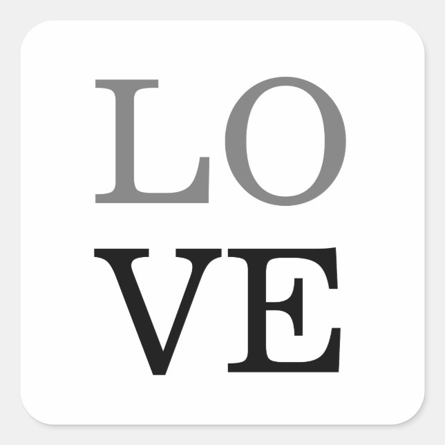 Sticker Carré Mariage d'amour de script noir gris (Devant)