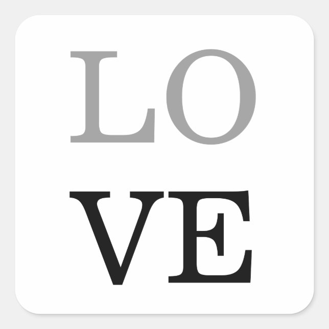 Sticker Carré Mariage d'amour de script noir gris (Devant)