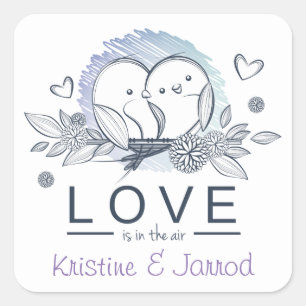 Sticker Carré Mariage d'Amour Personnalisé Purple Love Love