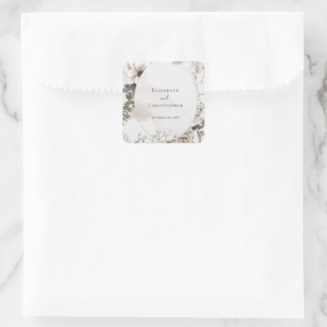 Sticker Carré Mariage d'aquarelle couleur rose pâle (Sac)