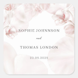 Sticker Carré Mariage d'aquarelle d'orchidée rose poussiéreux