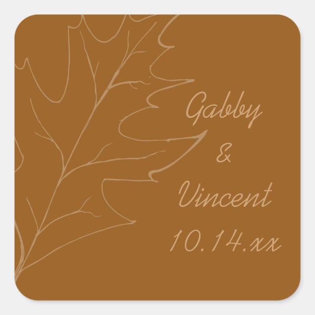 Sticker Carré Mariage d'automne en feuilles de chêne (Devant)