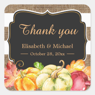 Sticker Carré Mariage de automne Faveur Automne Citrouille Burla