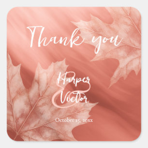 Sticker Carré mariage de automne feuille de terre cuite