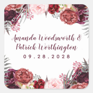 Sticker Carré Mariage de Bourgogne Marsala rose pâle rose pâle F