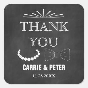 Sticker Carré Mariage de Bowties et Pearls