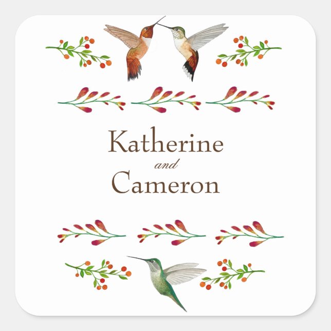 Sticker Carré Mariage de colibri (Devant)
