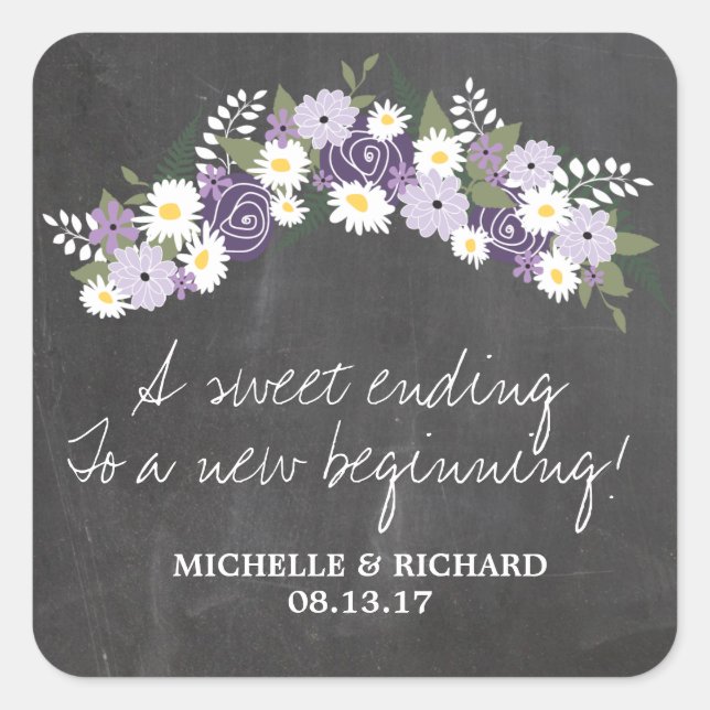 Sticker Carré Mariage de couronnes florales (Devant)