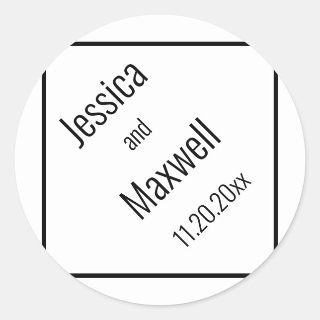 Sticker Carré Mariage de diamant BW moderne simple géométrique (Devant)