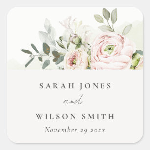 Sticker Carré Mariage de feuillage Eucalyptus Pink