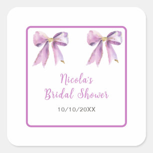Sticker Carré Mariage de Fille avec un Nœud Papillon Coquette Vi