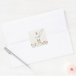 Sticker Carré Mariage de fleurs Fleur sauvage de Monogramme colo