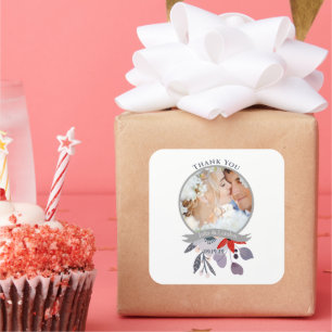Sticker Carré Mariage de fleurs violet rouge bleu rose