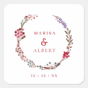 Sticker Carré Mariage de germe de baies d'hiver