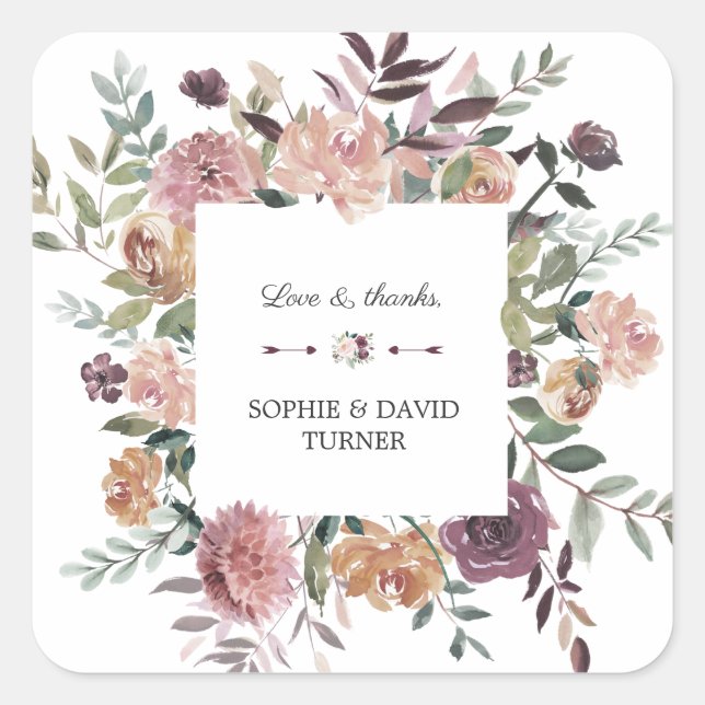 Sticker Carré Mariage de germe floral d'ivoire de Bourgogne (Devant)