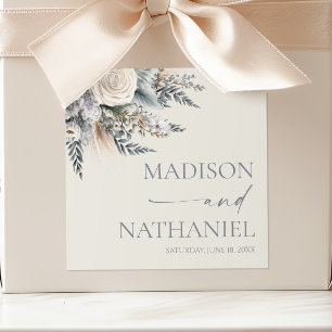 Sticker Carré Mariage de jardin floral de rose blanche Boho