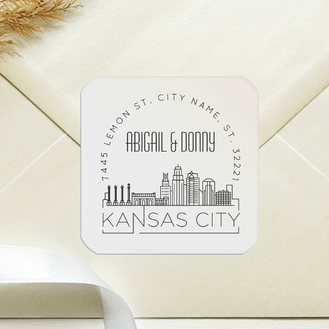 Sticker Carré Mariage de Kansas | Sceau d'enveloppe préadressé (Créateur téléchargé)