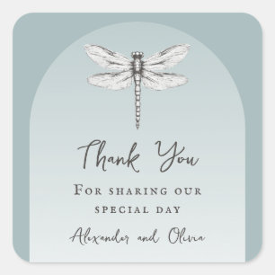 Sticker Carré Mariage de libellules turquoise