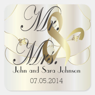 Sticker Carré Mariage de M. & Mme.   Personnaliser