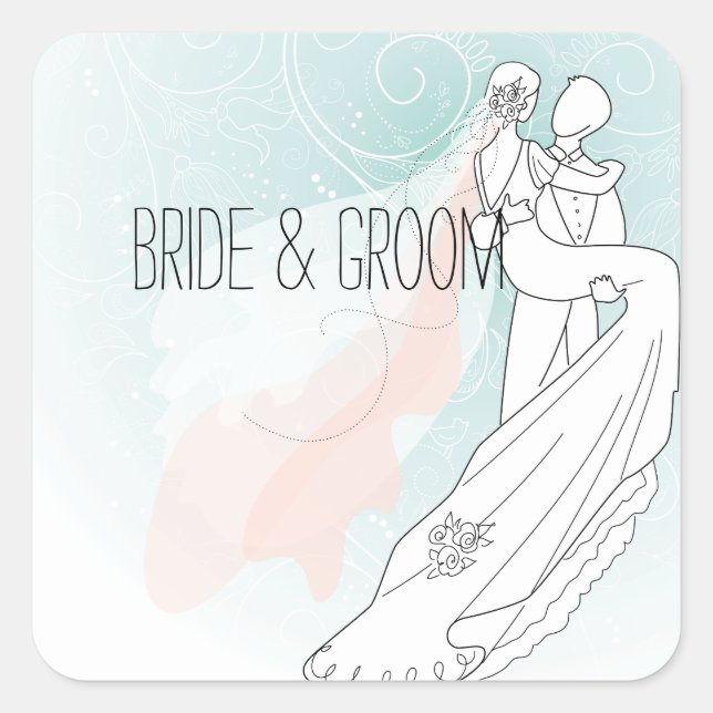 Sticker Carré Mariage de mariée et de chambre (Devant)