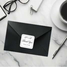 Sticker Carré Mariage de Merci noir et blanc