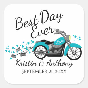 Sticker Carré Mariage de moto Aqua et Grey