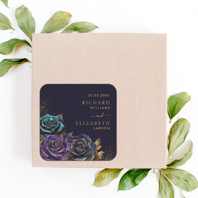 Sticker Carré Mariage de Parties scintillant Rose gothique foncé (Créateur téléchargé)