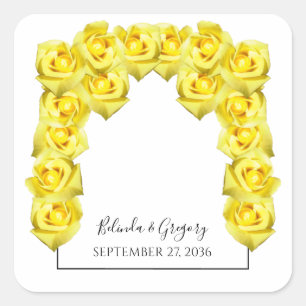 Sticker Carré Mariage de roses jaunes