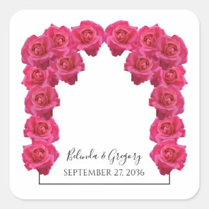Sticker Carré Mariage de roses roses rustiques